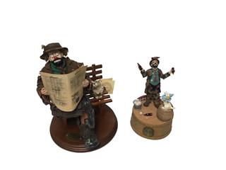 2PCS EMMETT KELLY CIRCUS COLLECTION BIG BUSINESS AND COCA-COLA MUSICAL FIGURINE